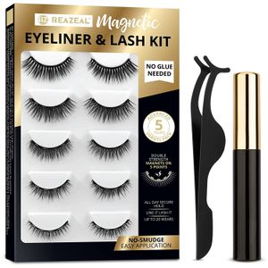 Reazeal Magnetic Eyelashes, Natural Look-No Glue Needed (5 Pairs)